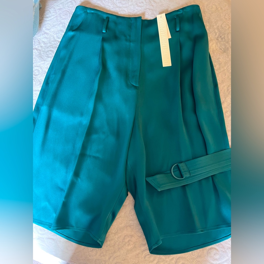 NWT Beautiful satin feel teal LaPointe shorts